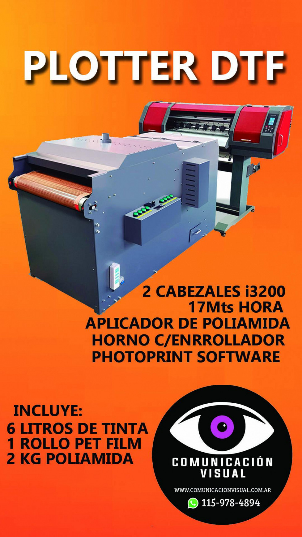 Impresora Dtf + Horno + Kit De Tintas 100ml