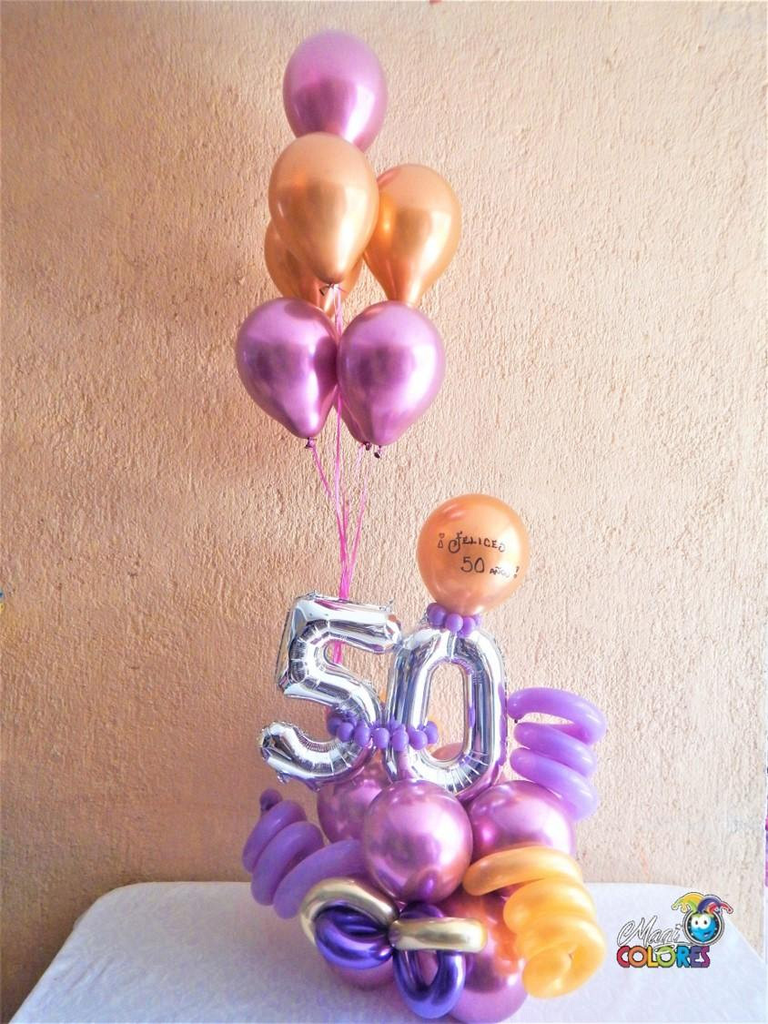 Bouquet 50 años  Fiesta de cumpleaños de los 50, Decoración de fiesta,  Globos